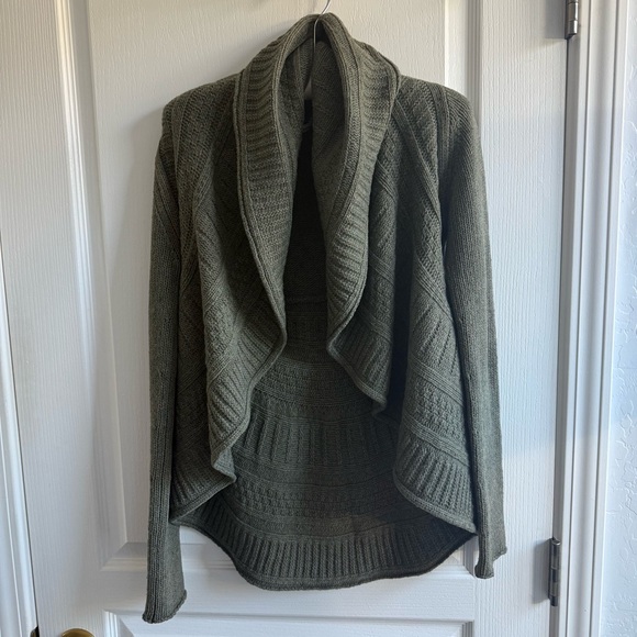 Autumn Cashmere Cable Knit Open Cardigan Cashmere Merino Wool Blend Sage Size XS - Picture 1 of 10
